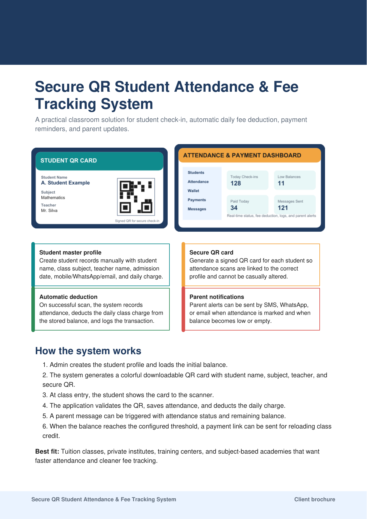 Secure QR Attendance and Fee Tracking for Training Centers