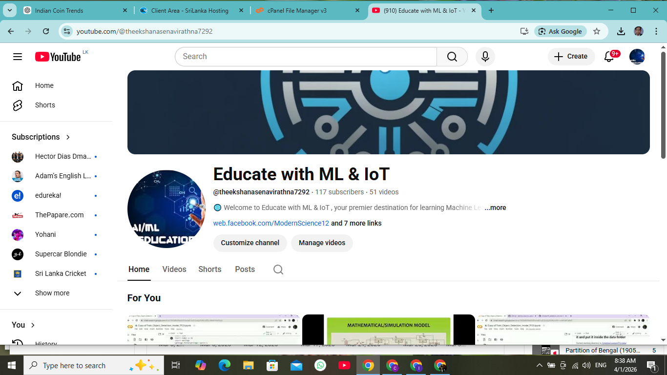 Educate with ML and IoT YouTube channel preview