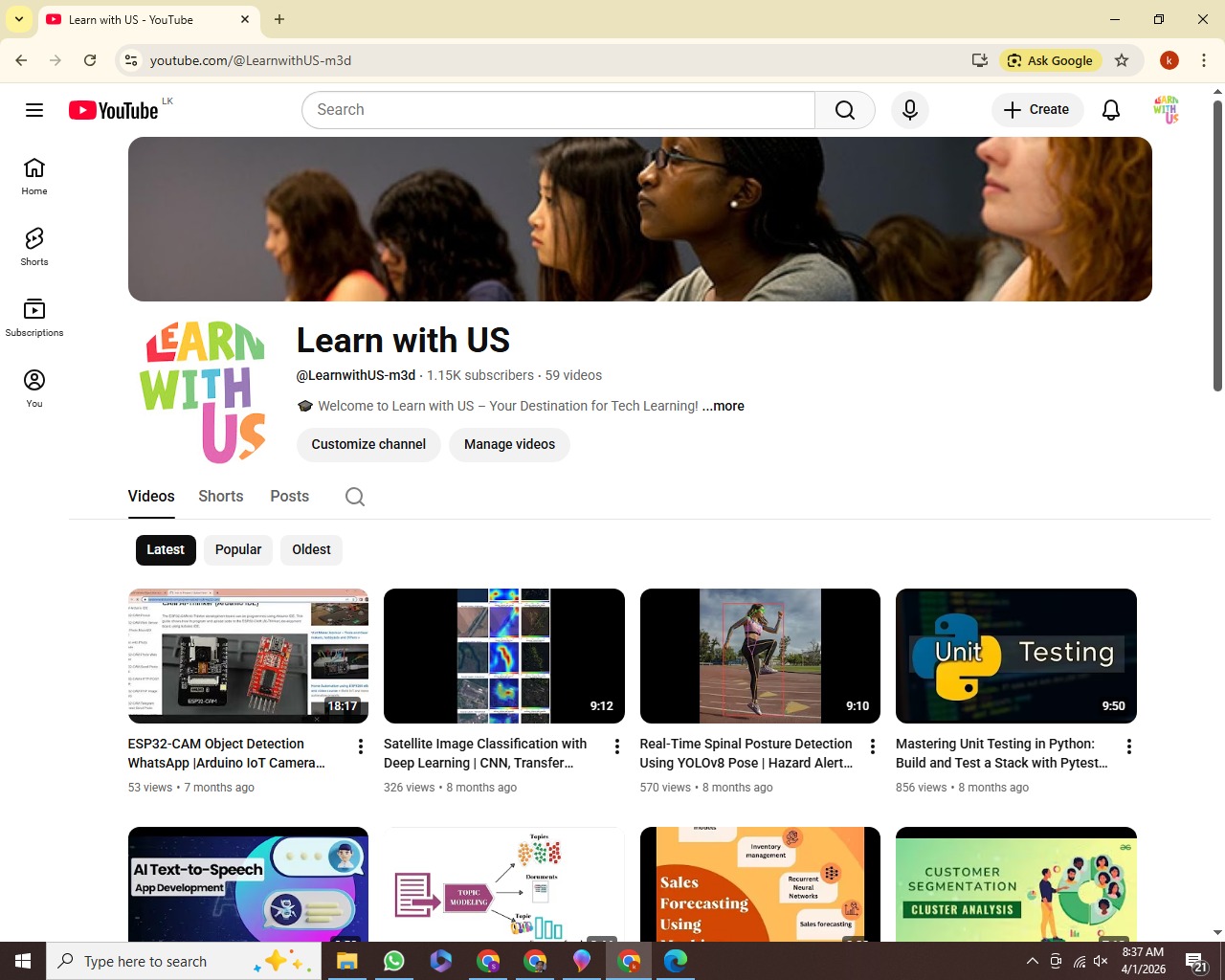 Learn with US YouTube channel preview